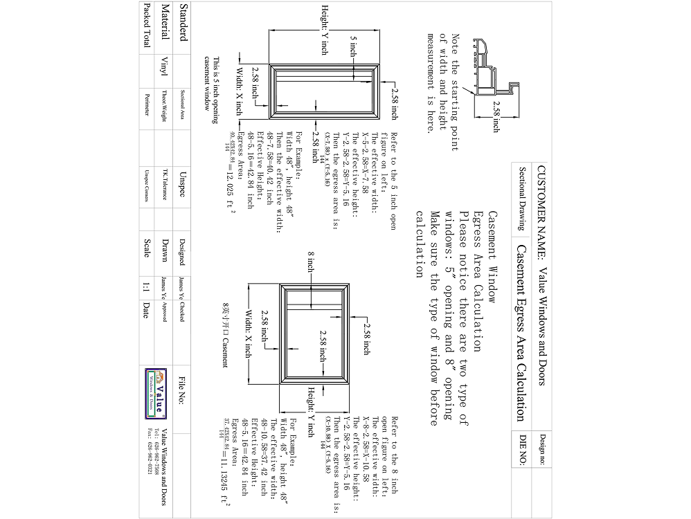 Casement Egress Calculation (English)