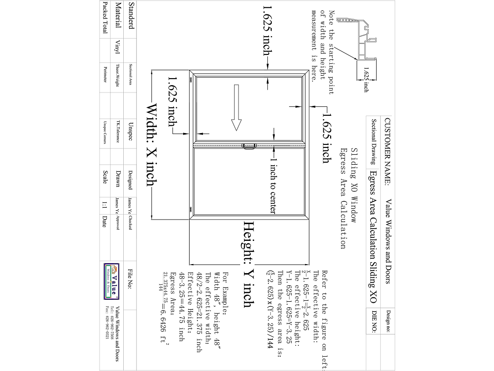 Sliding Imperial Series Egress Calculation (English)